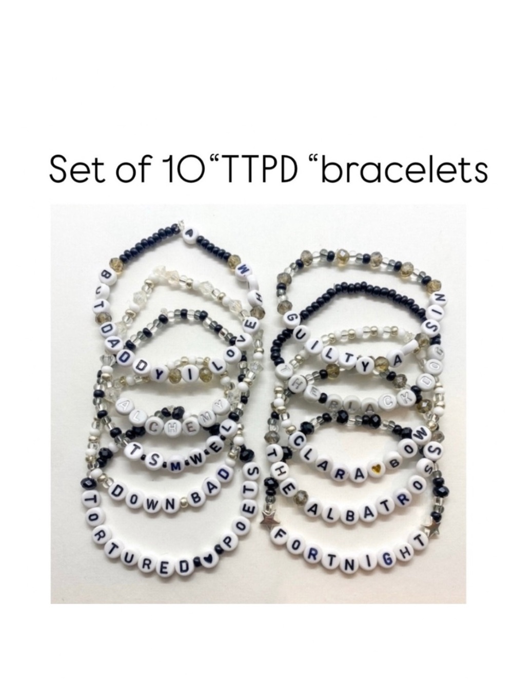 TTPD FRIENDSHIP BRACELETS- Pack of 10 bracelets 🖤✨
